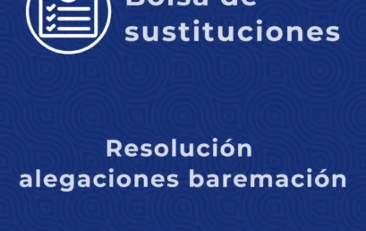 Publicada la resolución a las alegaciones presentadas tras la baremación de méritos para la bolsa de sustituciones para…