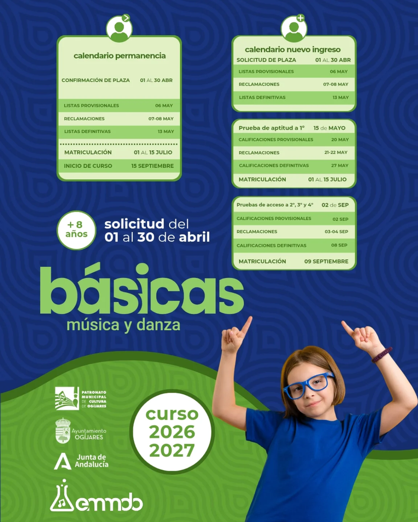 En el mes de abril se abre el plazo para realizar las solicitudes del ámbito de las Enseñanzas Básicas de Música y Danza…